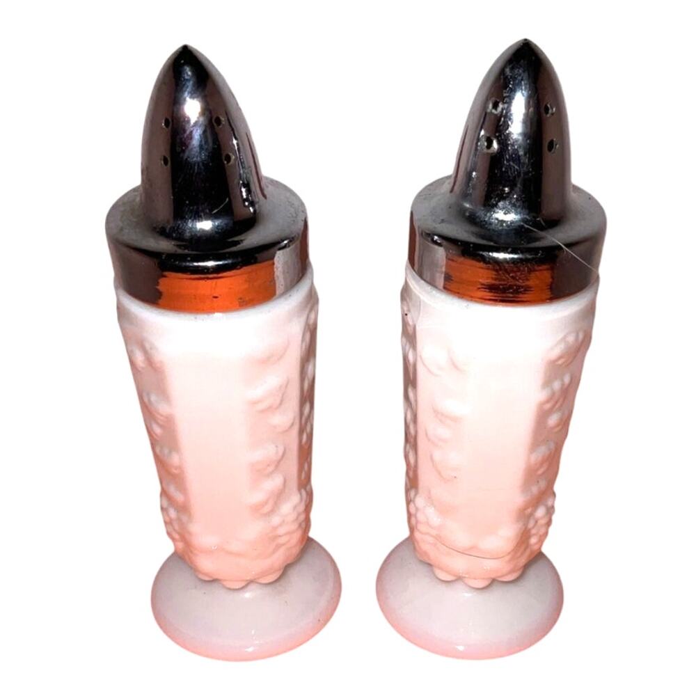 Westmoreland Milk Glass Paneled Grape Salt & Pepper Shakers 1960s #1881